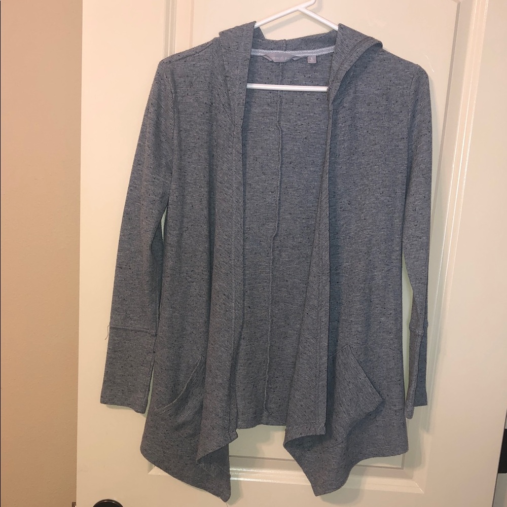 Women's Hooded Open-Front Draped Cardigan - Gray